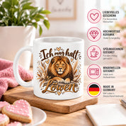 Herzbotschaft Tasse mit Farbwahl - Löwe – Ich mag halt Löwen