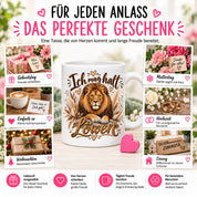 Herzbotschaft Tasse mit Farbwahl - Löwe – Ich mag halt Löwen