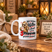 Herzbotschaft Tasse mit Farbwahl - Kaffee Faultier 5 Pflegegrade Geschenk 330 ml