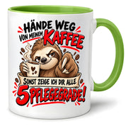 Herzbotschaft Tasse mit Farbwahl - Hände weg von meinem Kaffee 5 Pflegegrade