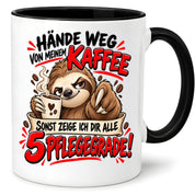 Herzbotschaft Tasse mit Farbwahl - Hände weg von meinem Kaffee 5 Pflegegrade