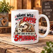 Herzbotschaft Tasse mit Farbwahl - Hände weg von meinem Kaffee 5 Pflegegrade
