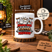 Herzbotschaft Tasse mit Farbwahl - Hände weg von meinem Kaffee Krücken 330 ml
