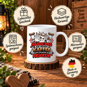 Herzbotschaft Tasse mit Farbwahl - Hände weg von meinem Kaffee Krücken 330 ml