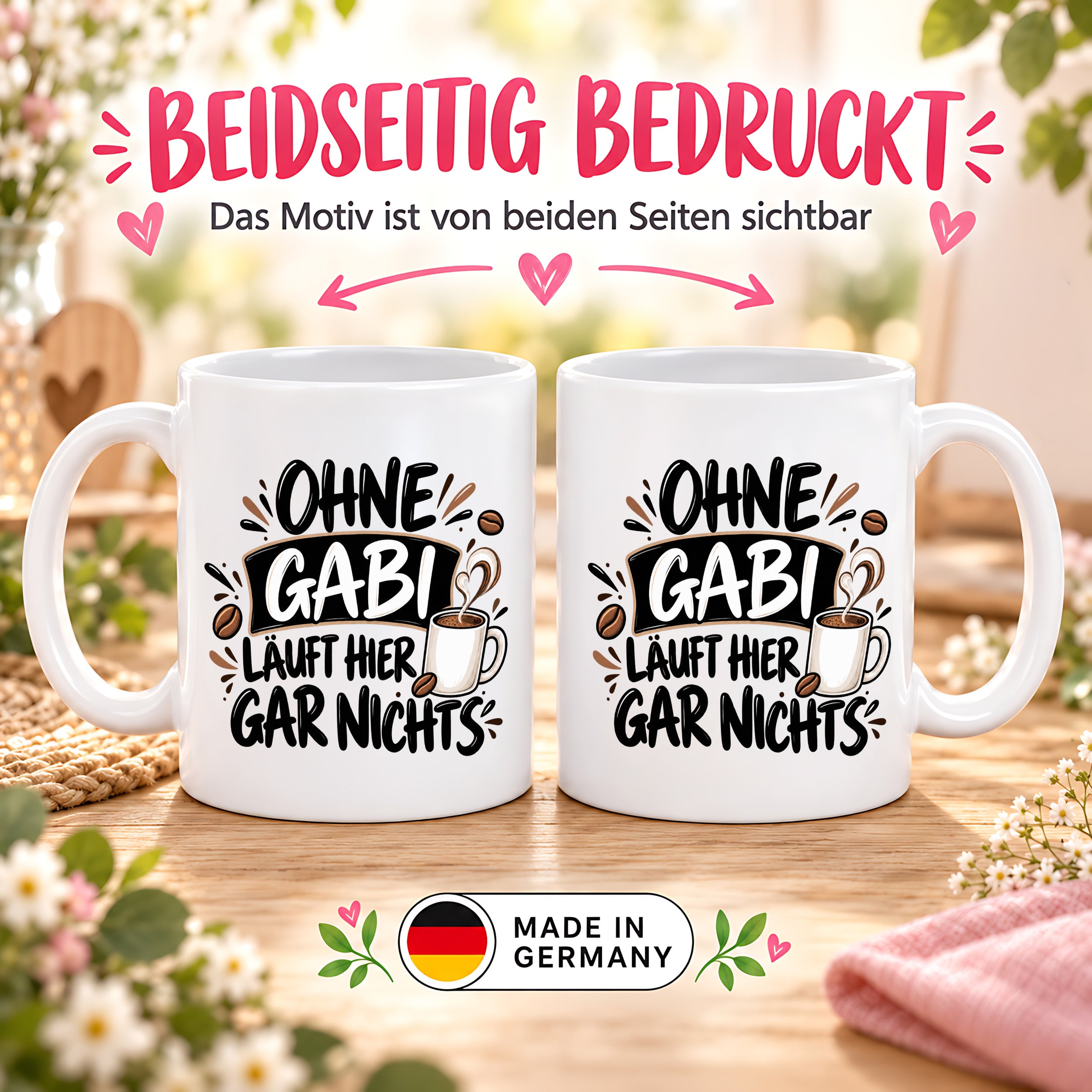 Herzbotschaft Gabi Tasse Ohne Gabi läuft hier gar nichts 330 ml