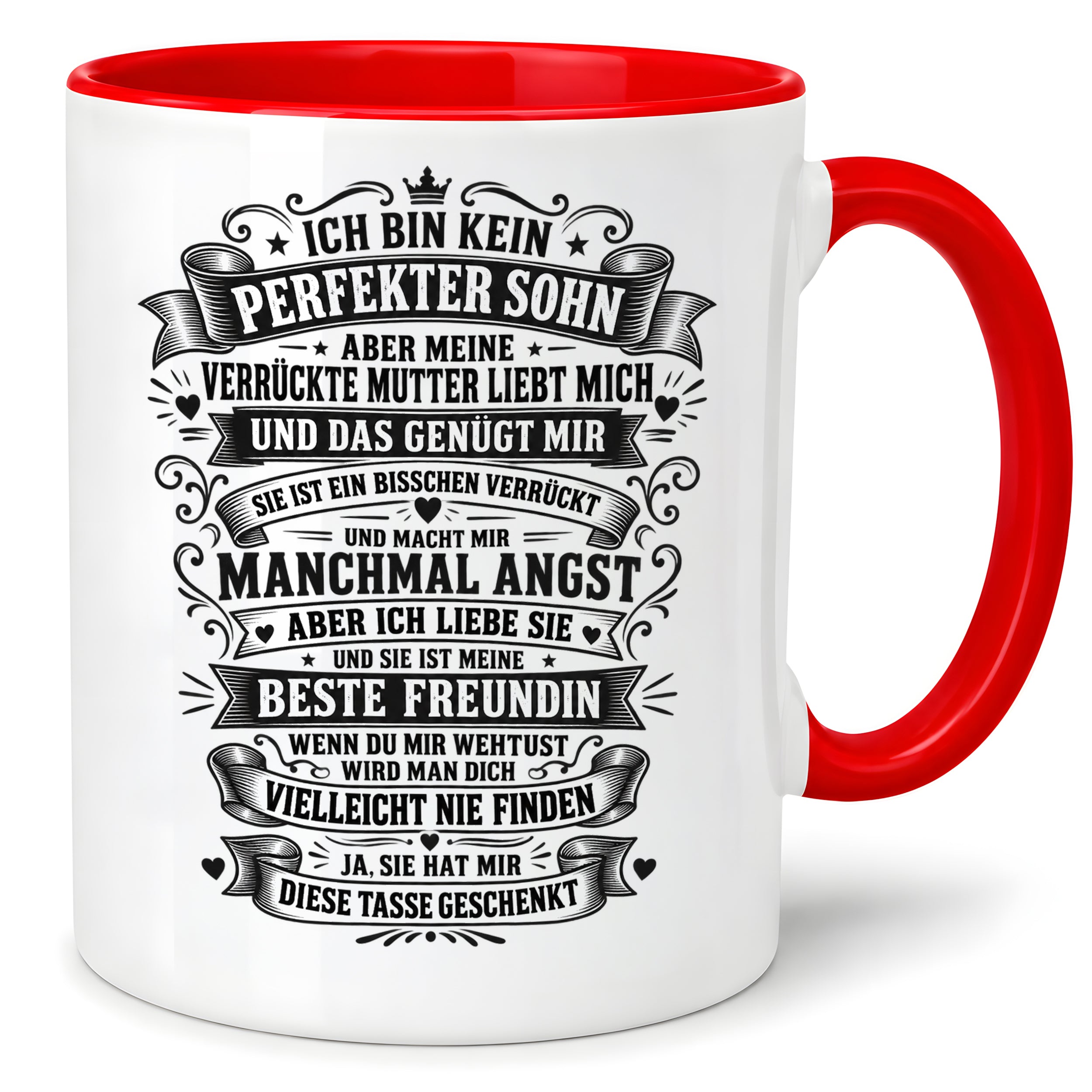 Herzbotschaft Tasse für Söhne von der Mutter – Ich bin kein perfekter Sohn