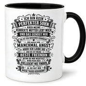 Herzbotschaft Tasse für Söhne von der Mutter – Ich bin kein perfekter Sohn