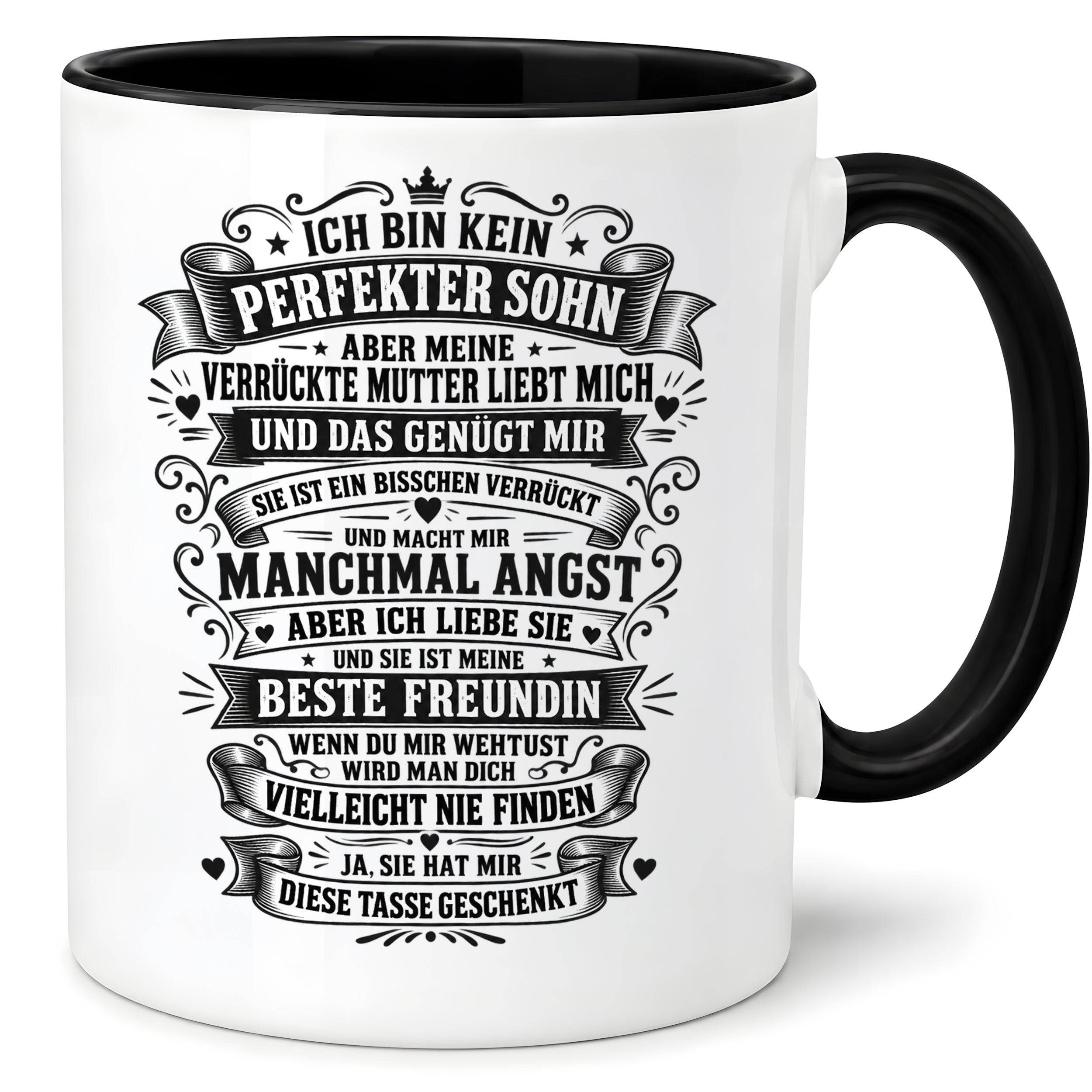 Herzbotschaft Tasse für Söhne von der Mutter – Ich bin kein perfekter Sohn