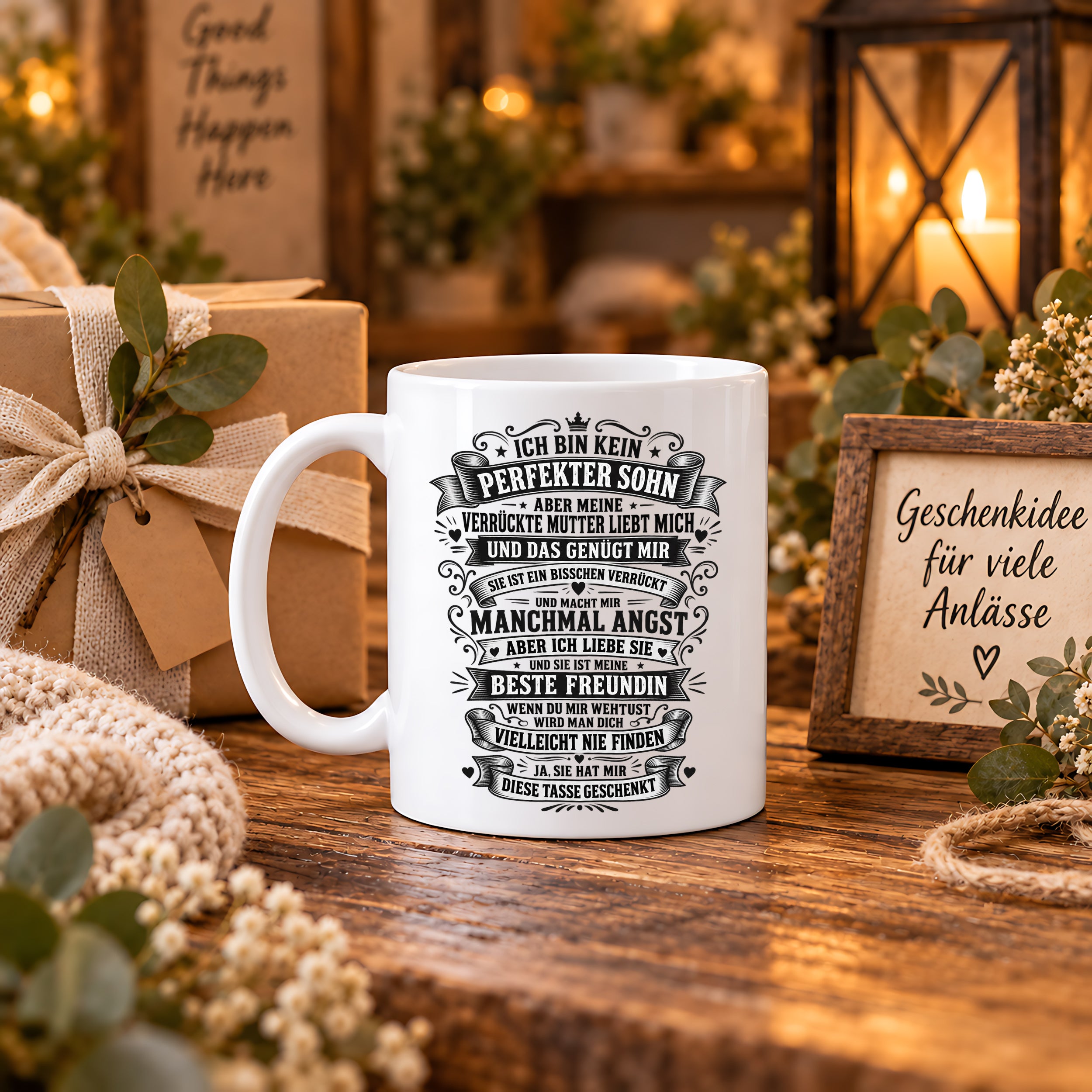 Herzbotschaft Tasse für Söhne von der Mutter – Ich bin kein perfekter Sohn