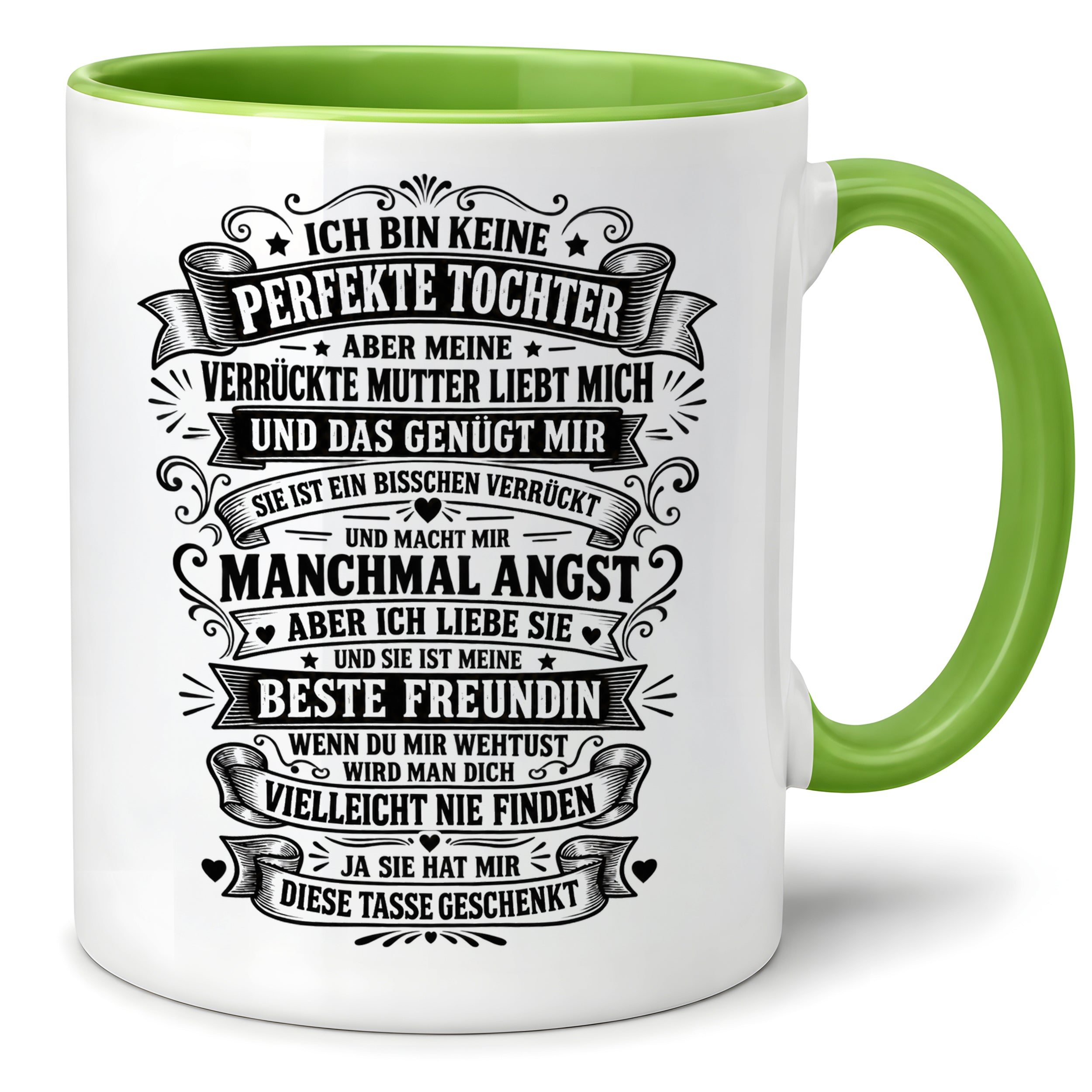 Herzbotschaft Tasse Tochter Mutter Geschenk Verrückte Mama Spruch 330 ml