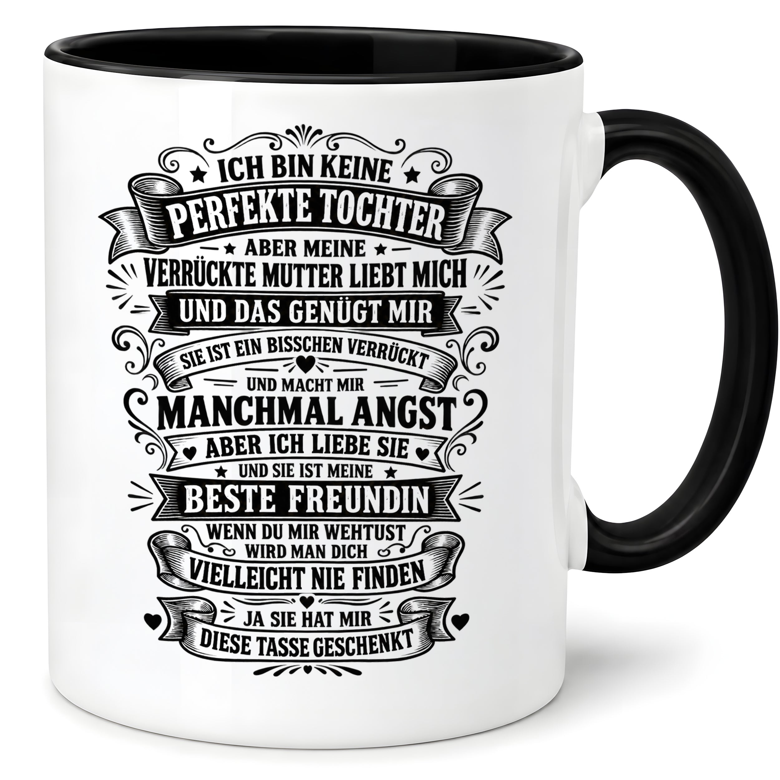 Herzbotschaft Tasse Tochter Mutter Geschenk Verrückte Mama Spruch 330 ml