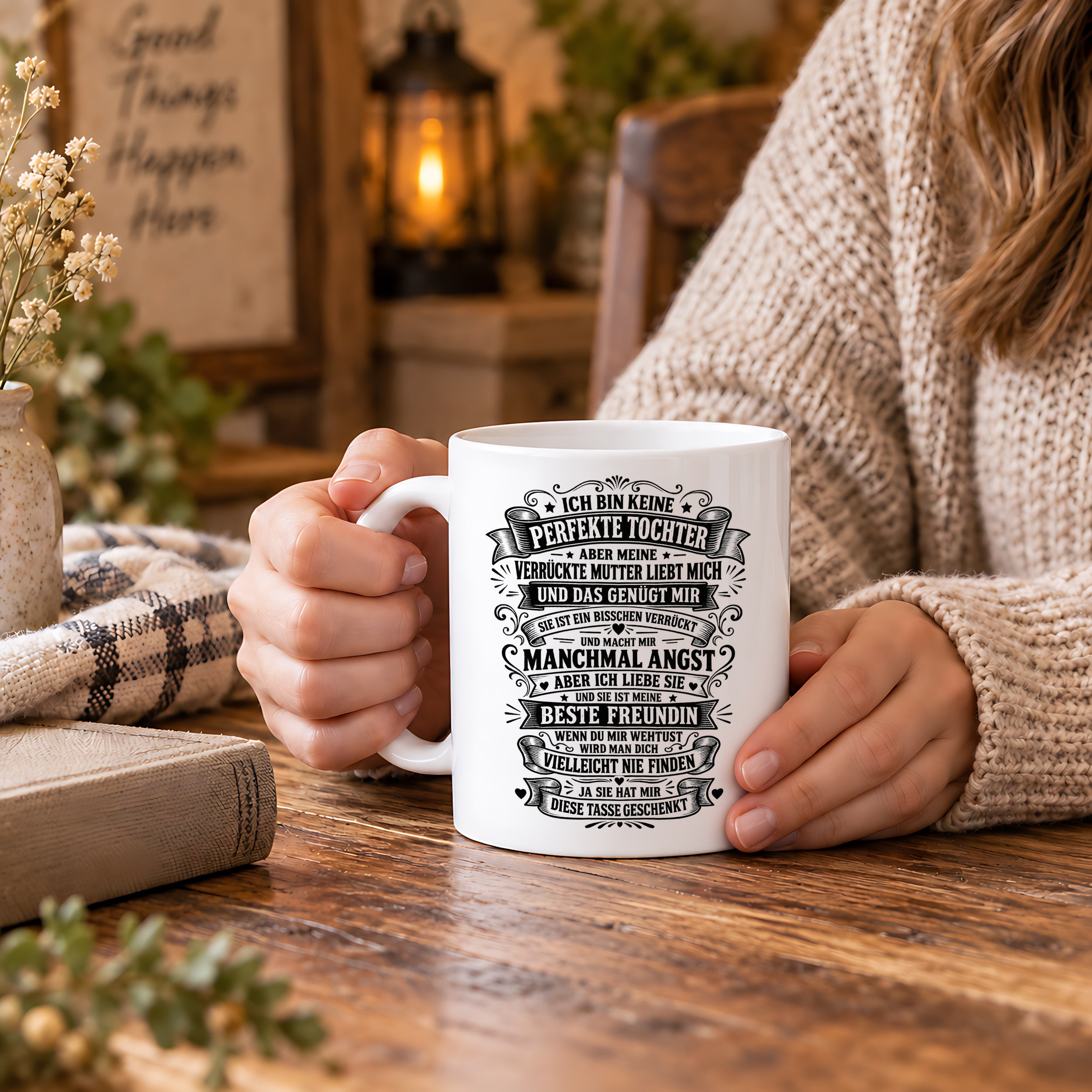 Herzbotschaft Tasse Tochter Mutter Geschenk Verrückte Mama Spruch 330 ml