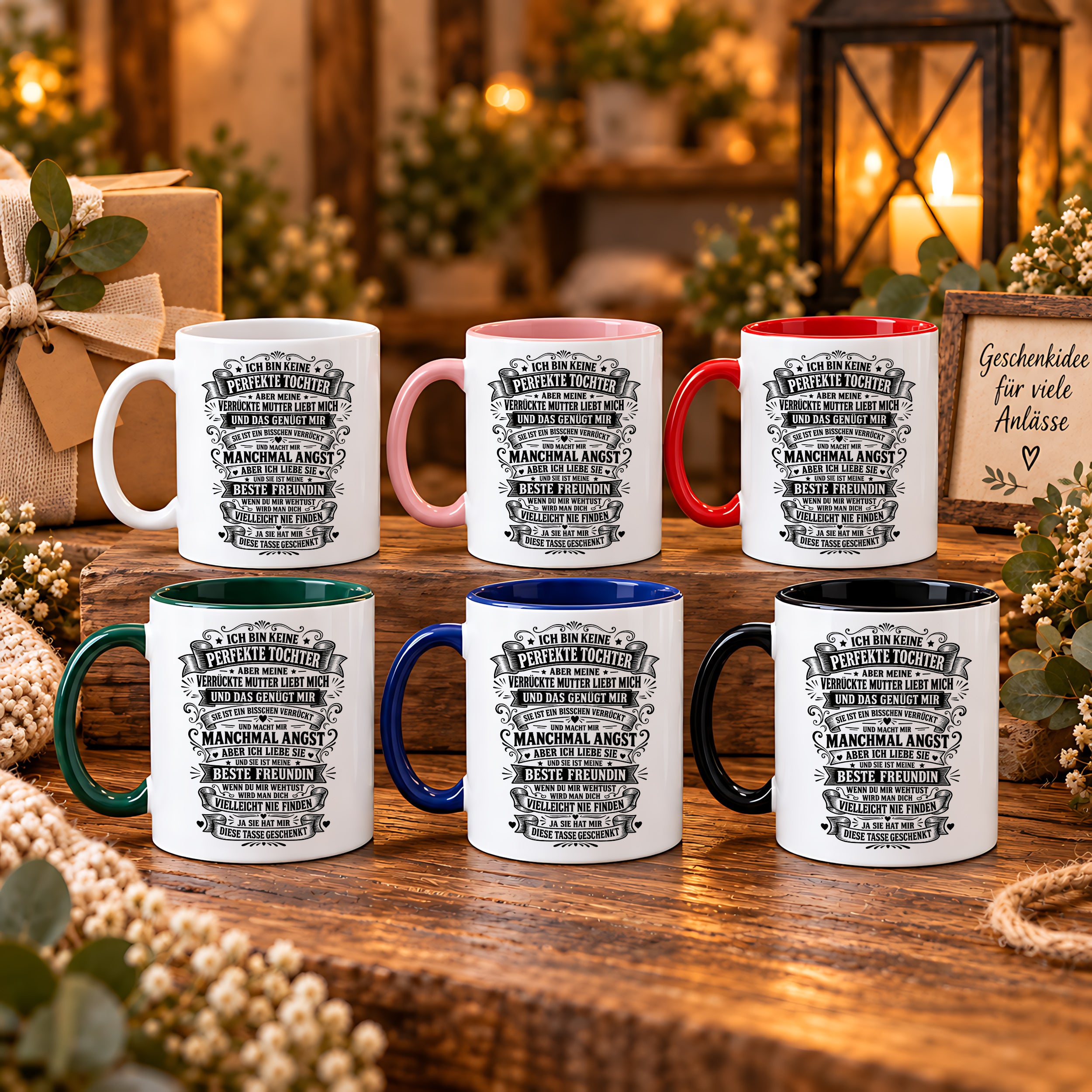 Herzbotschaft Tasse Tochter Mutter Geschenk Verrückte Mama Spruch 330 ml