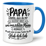 Herzbotschaft Tasse Papa Geschenk von Tochter Danksagung Tochter an Papa