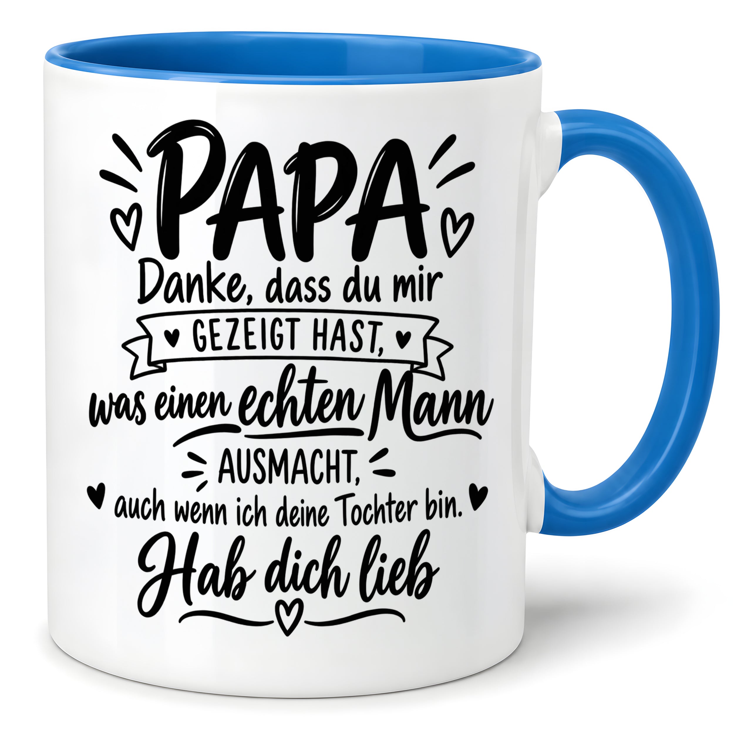 Herzbotschaft Tasse Papa Geschenk von Tochter Danksagung Tochter an Papa