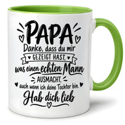 Herzbotschaft Tasse Papa Geschenk von Tochter Danksagung Tochter an Papa