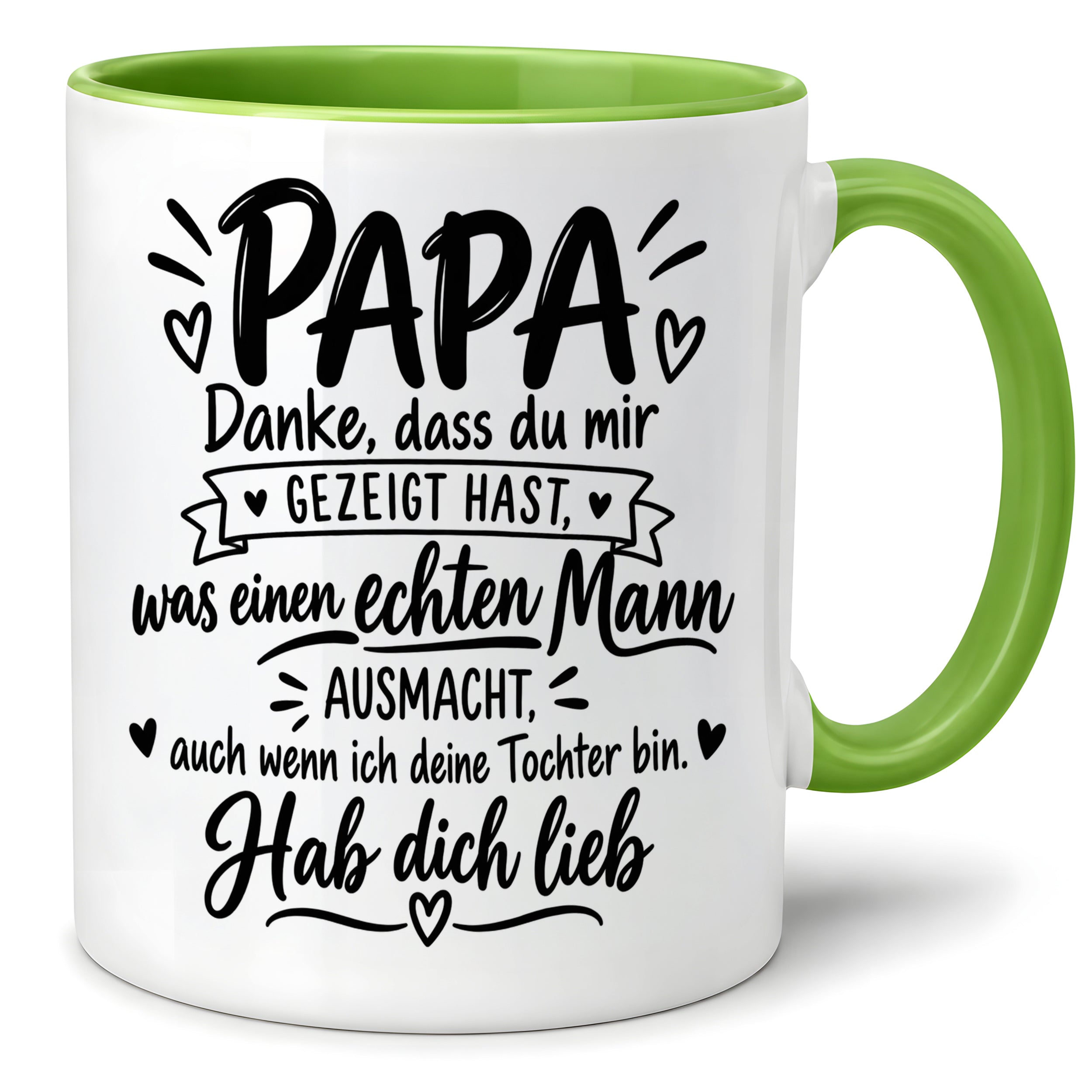 Herzbotschaft Tasse Papa Geschenk von Tochter Danksagung Tochter an Papa