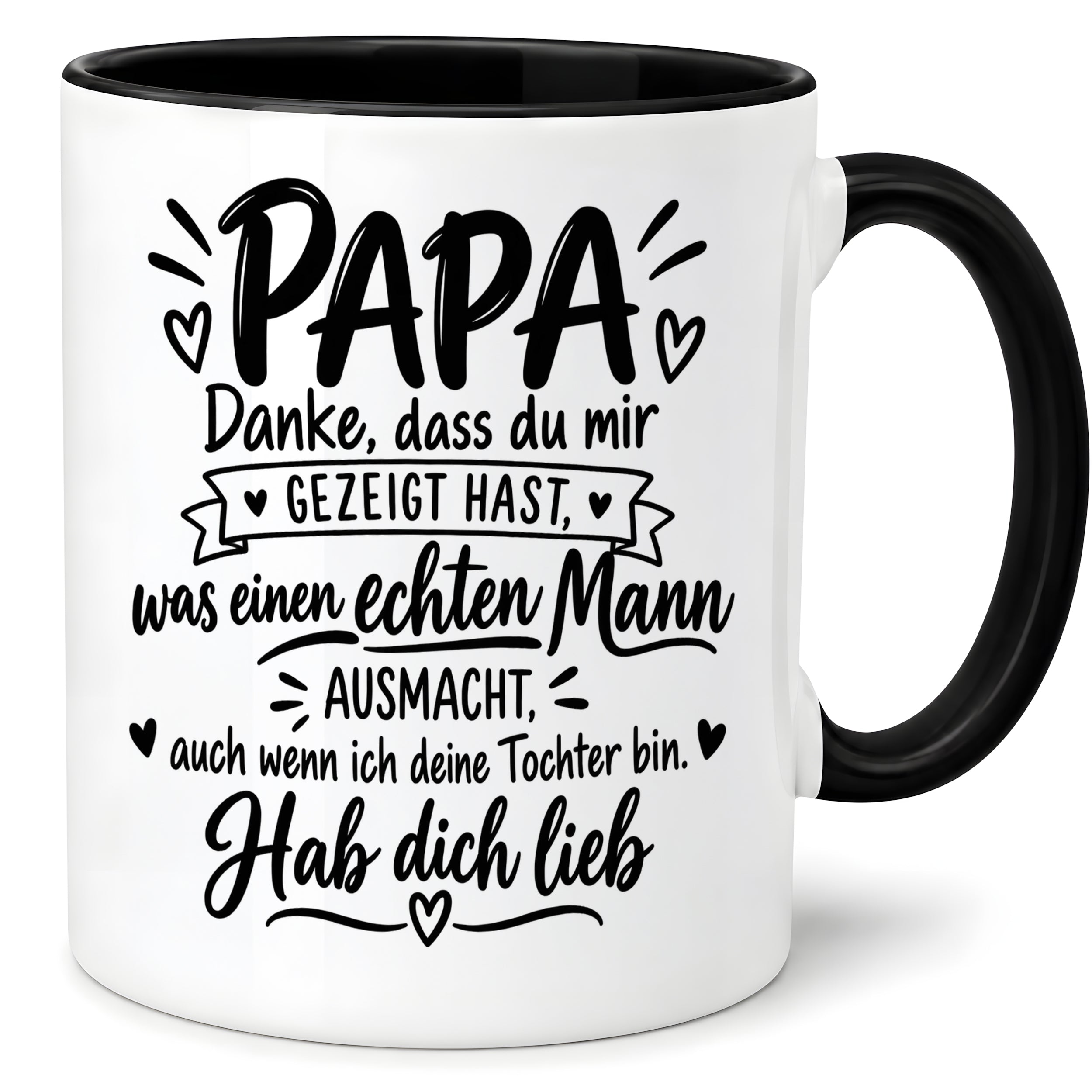 Herzbotschaft Tasse Papa Geschenk von Tochter Danksagung Tochter an Papa