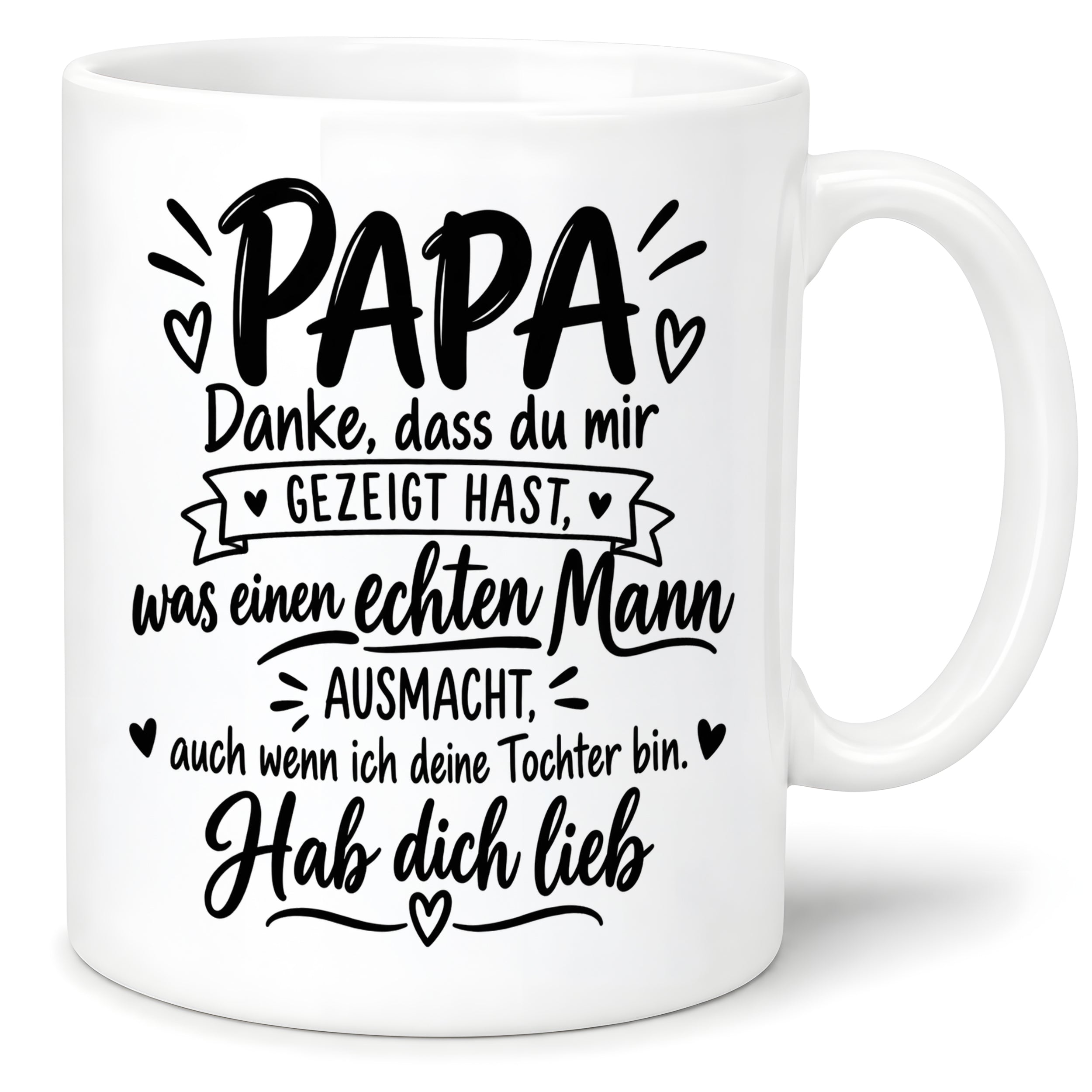 Herzbotschaft Tasse Papa Geschenk von Tochter Danksagung Tochter an Papa