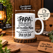 Herzbotschaft Tasse Papa Geschenk von Tochter Danksagung Tochter an Papa