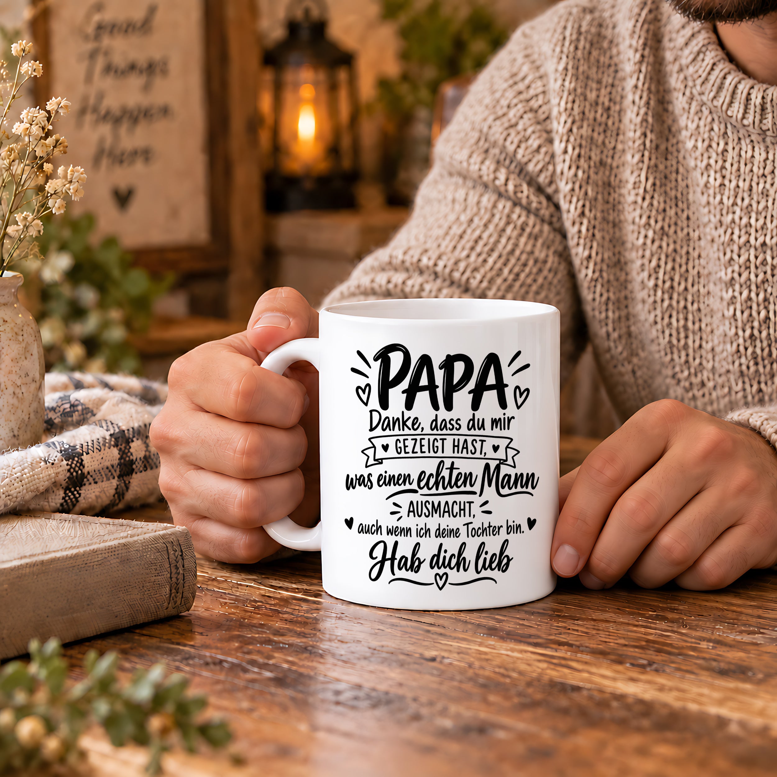 Herzbotschaft Tasse Papa Geschenk von Tochter Danksagung Tochter an Papa