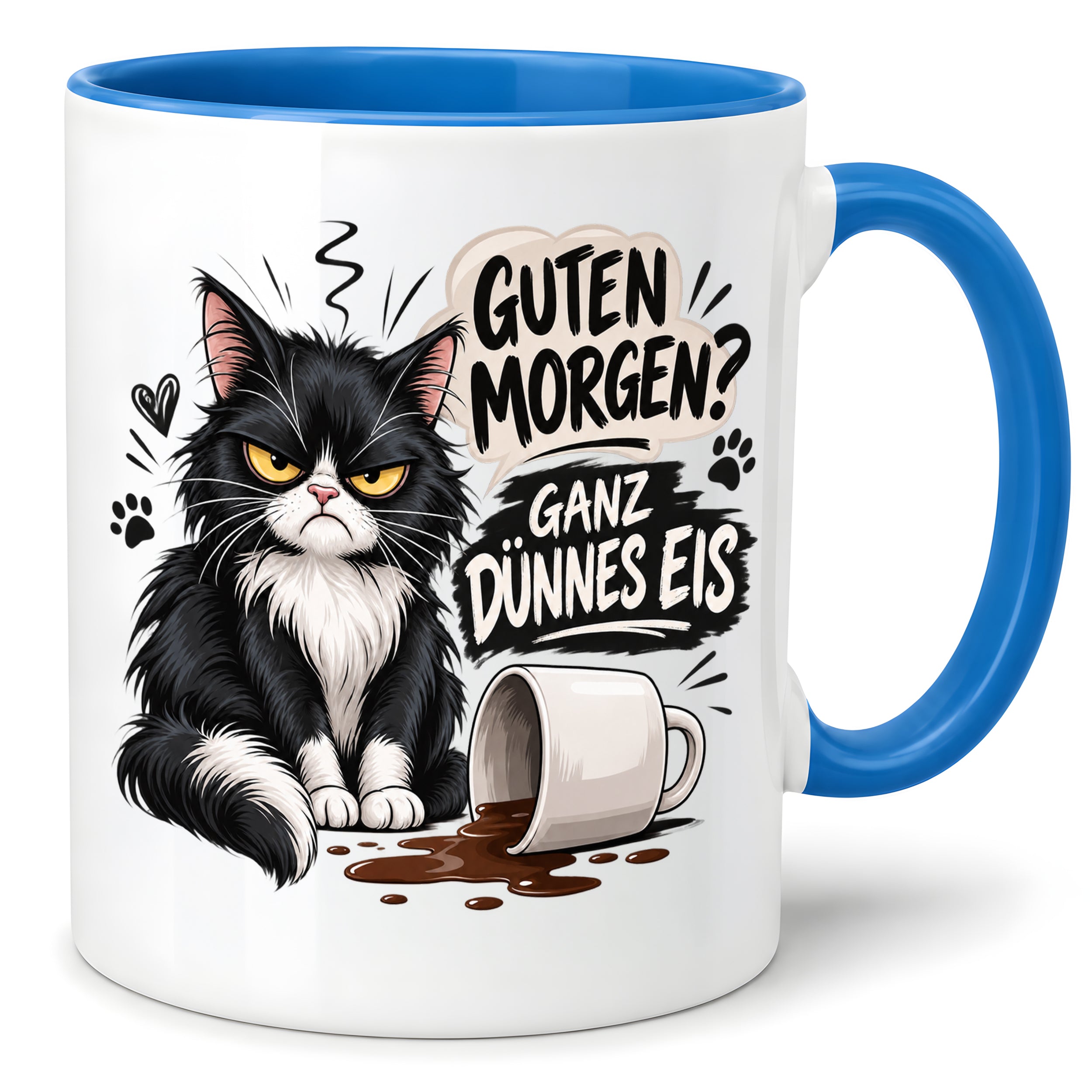 Herzbotschaft Tasse Guten Morgen Ganz dünnes Eis Katze 330 ml Geschenk
