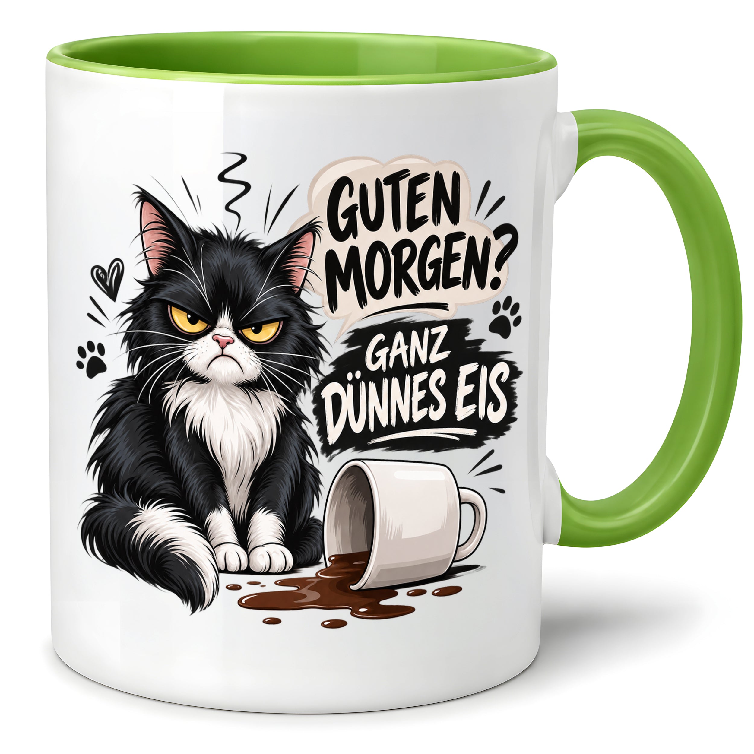 Herzbotschaft Tasse Guten Morgen Ganz dünnes Eis Katze 330 ml Geschenk