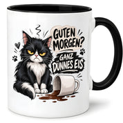 Herzbotschaft Tasse Guten Morgen Ganz dünnes Eis Katze 330 ml Geschenk