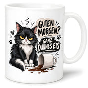 Herzbotschaft Tasse Guten Morgen Ganz dünnes Eis Katze 330 ml Geschenk