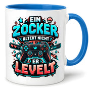 Herzbotschaft Geburtstag Tasse für Gamer Ein Zocker altert nicht er levelt
