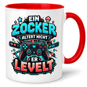 Herzbotschaft Geburtstag Tasse für Gamer Ein Zocker altert nicht er levelt