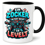 Herzbotschaft Geburtstag Tasse für Gamer Ein Zocker altert nicht er levelt