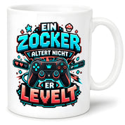 Herzbotschaft Geburtstag Tasse für Gamer Ein Zocker altert nicht er levelt