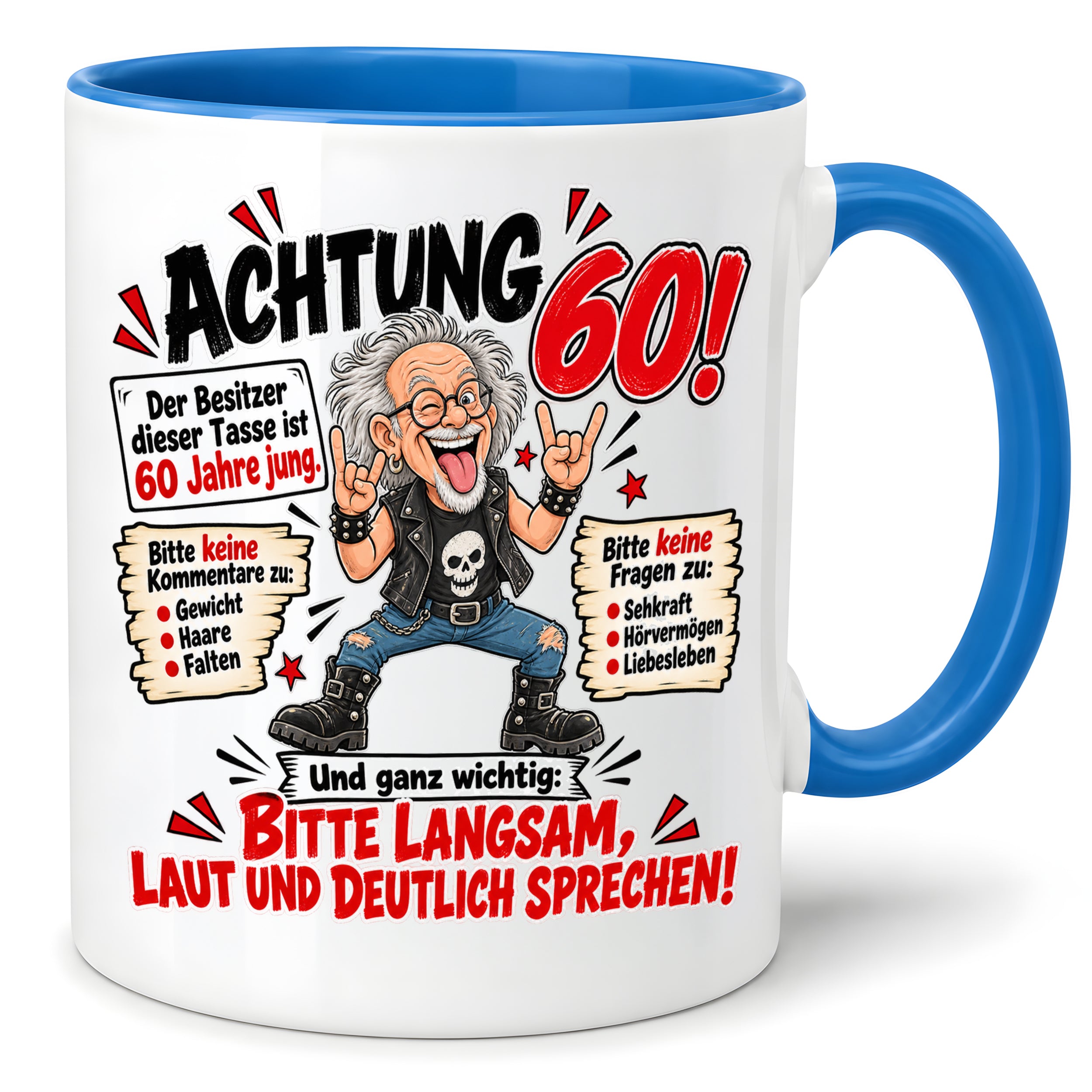 Herzbotschaft Tasse 60 Geburtstag - Geschenk für jung gebliebene Männer