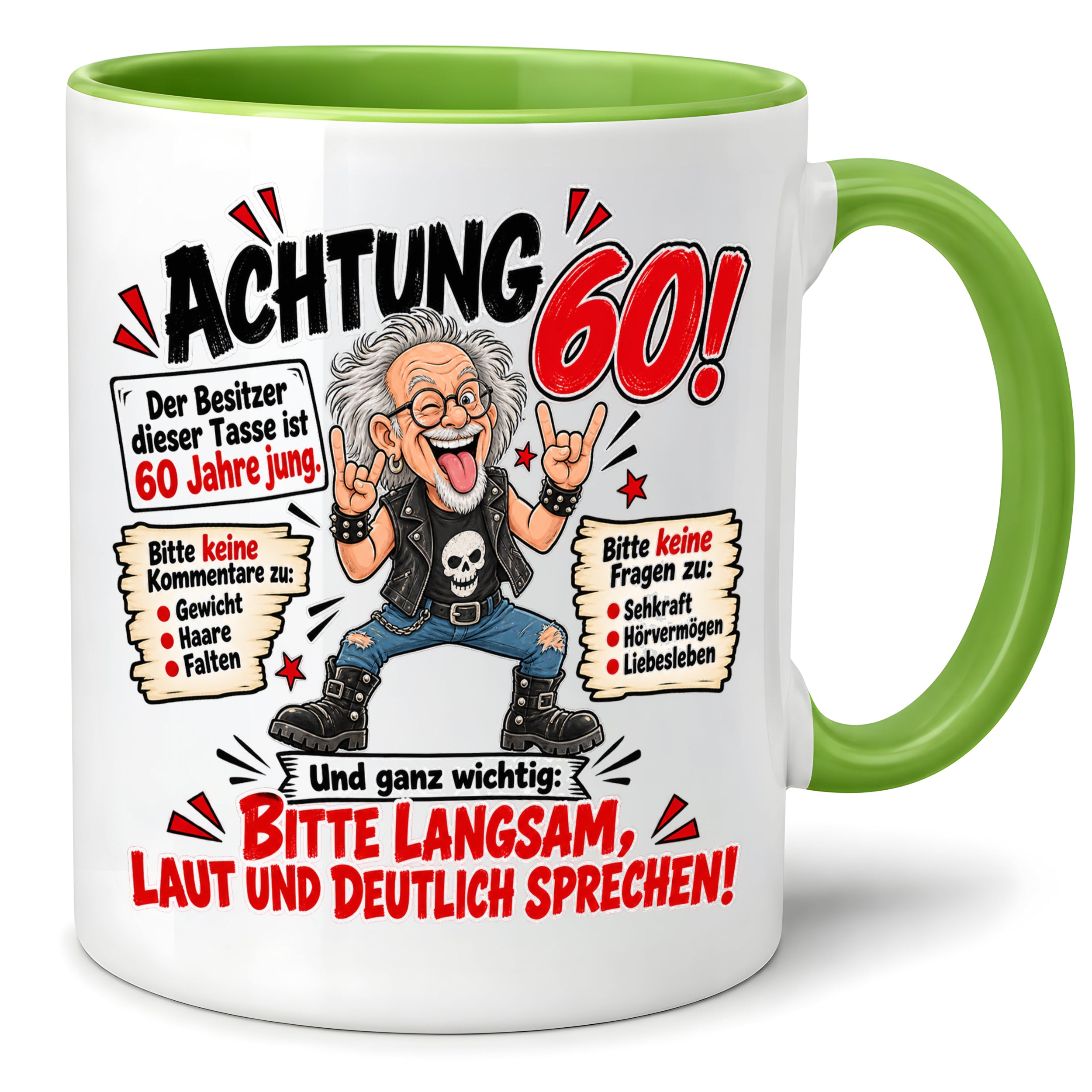 Herzbotschaft Tasse 60 Geburtstag - Geschenk für jung gebliebene Männer