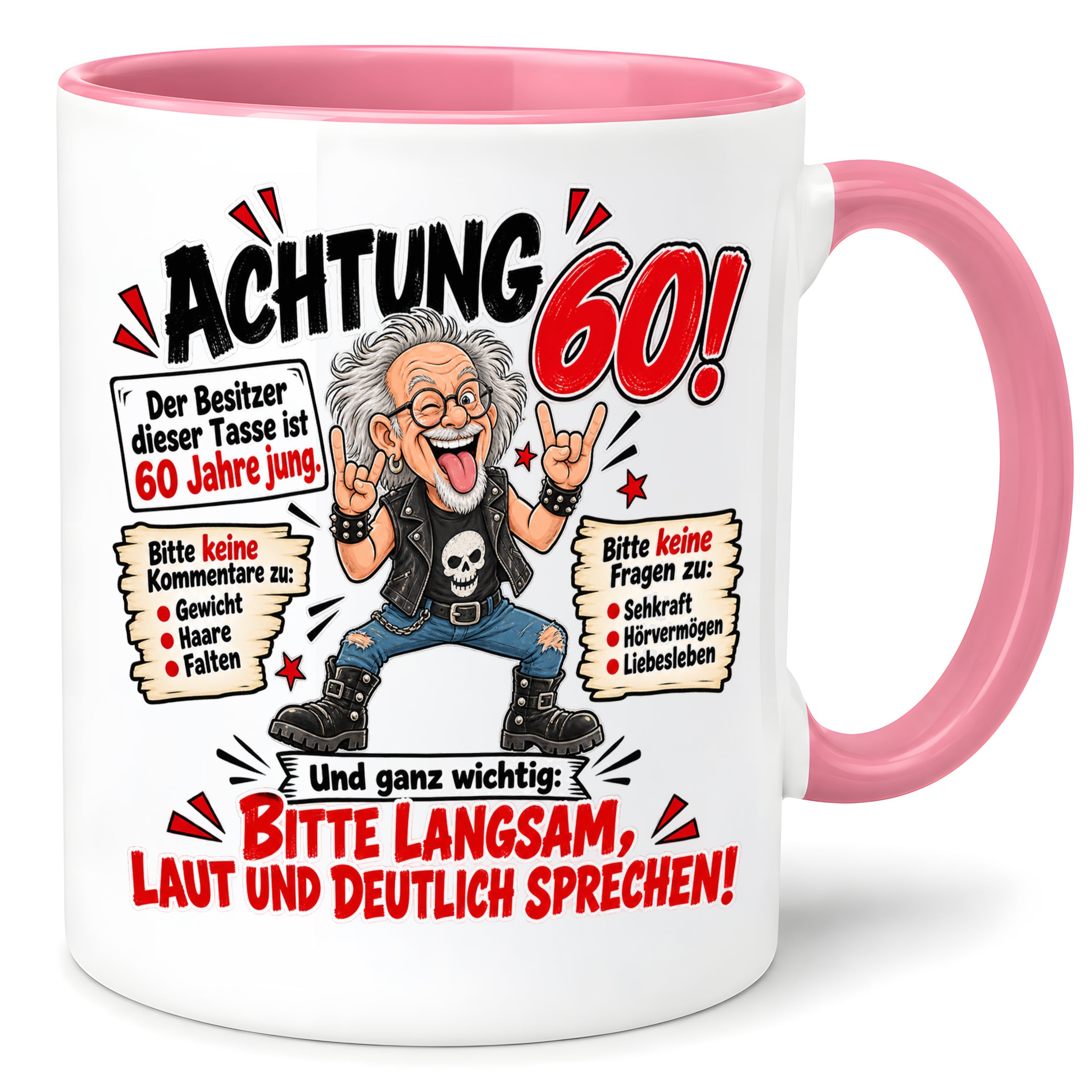 Herzbotschaft Tasse 60 Geburtstag - Geschenk für jung gebliebene Männer