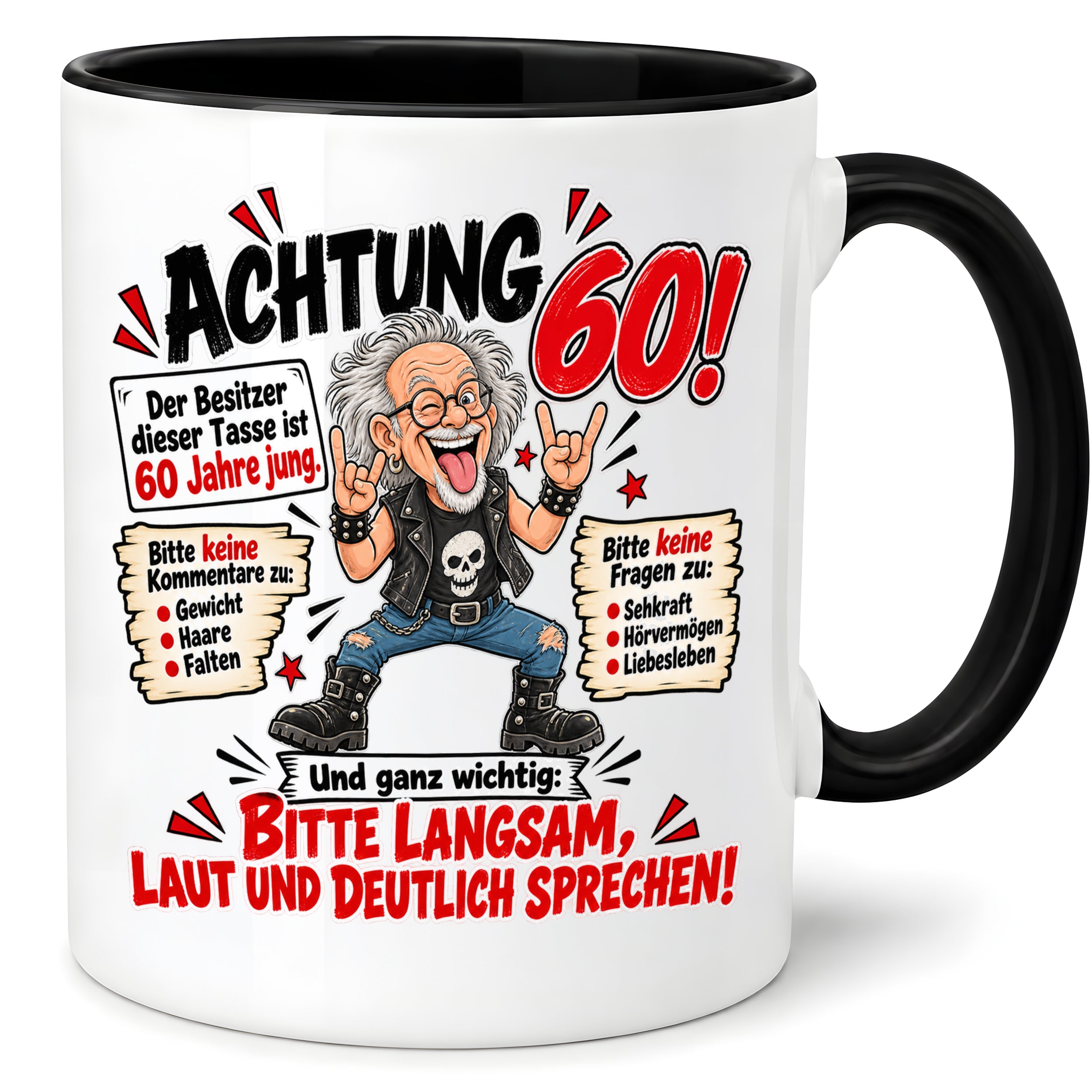 Herzbotschaft Tasse 60 Geburtstag - Geschenk für jung gebliebene Männer