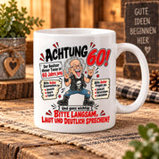 Herzbotschaft Tasse 60 Geburtstag - Geschenk für jung gebliebene Männer