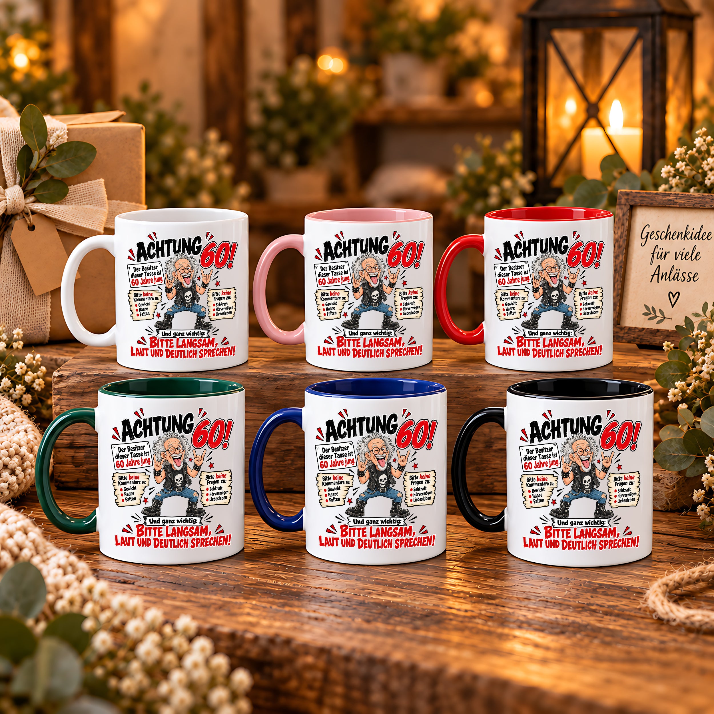 Herzbotschaft Tasse 60 Geburtstag - Geschenk für jung gebliebene Männer