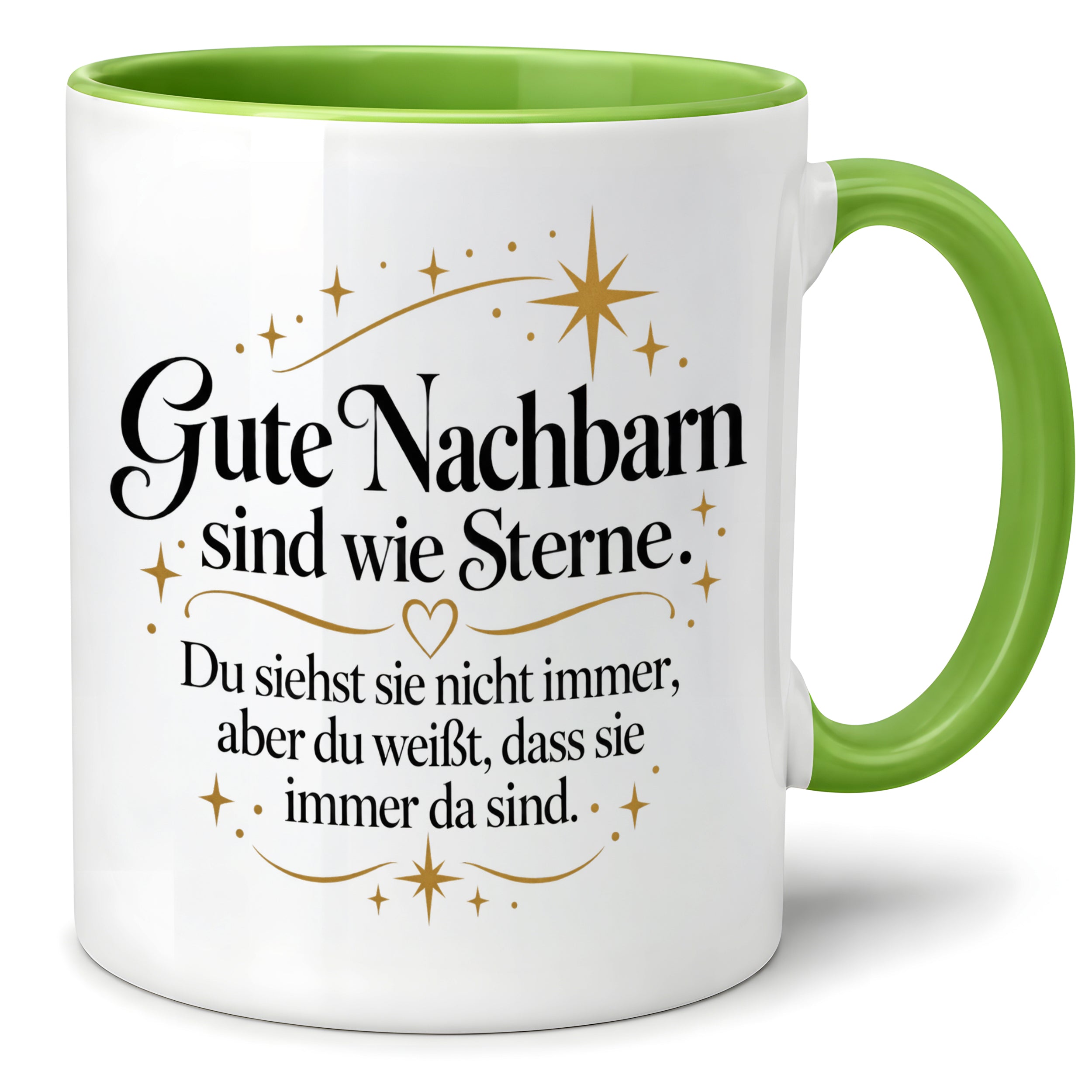 Herzbotschaft Tasse Gute Nachbarn sind wie Sterne Geschenk Nachbarschaft