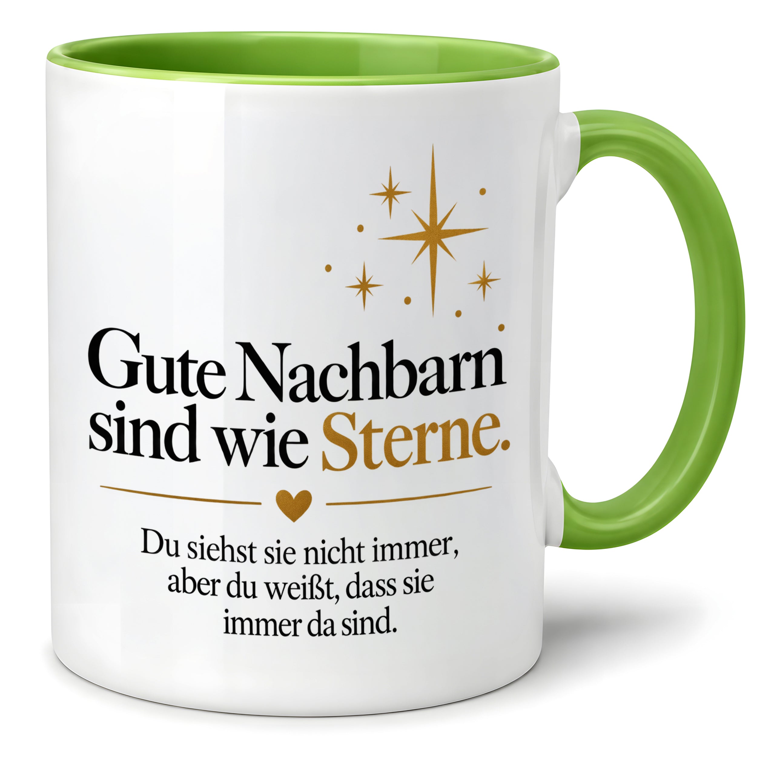 Herzbotschaft Tasse Gute Nachbarn sind wie Sterne Geschenk für die Nachbarn