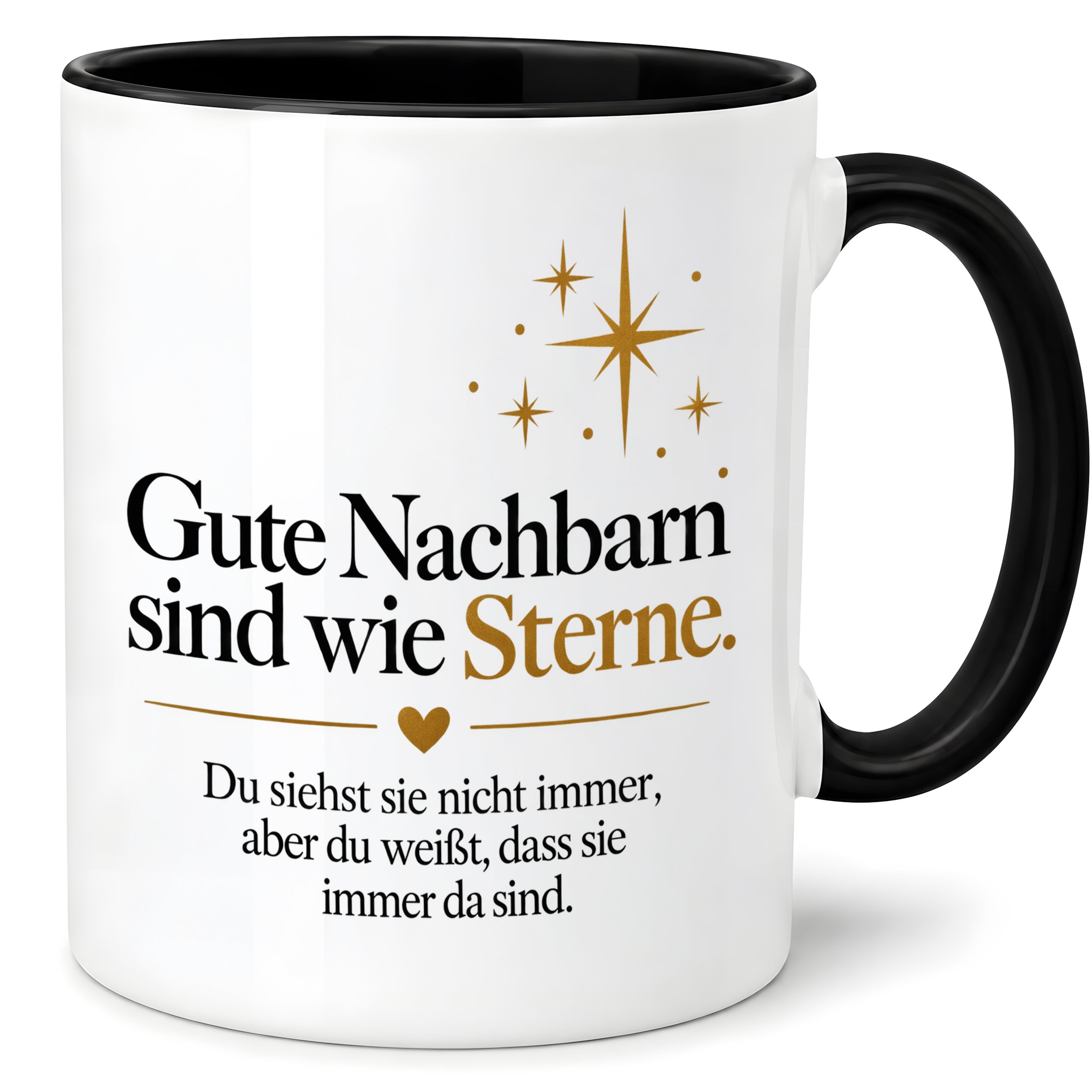 Herzbotschaft Tasse Gute Nachbarn sind wie Sterne Geschenk für die Nachbarn