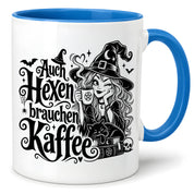 Herzbotschaft Tasse mit Spruch Auch Hexen brauchen Kaffee Geschenk