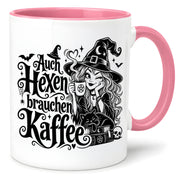 Herzbotschaft Tasse mit Spruch Auch Hexen brauchen Kaffee Geschenk