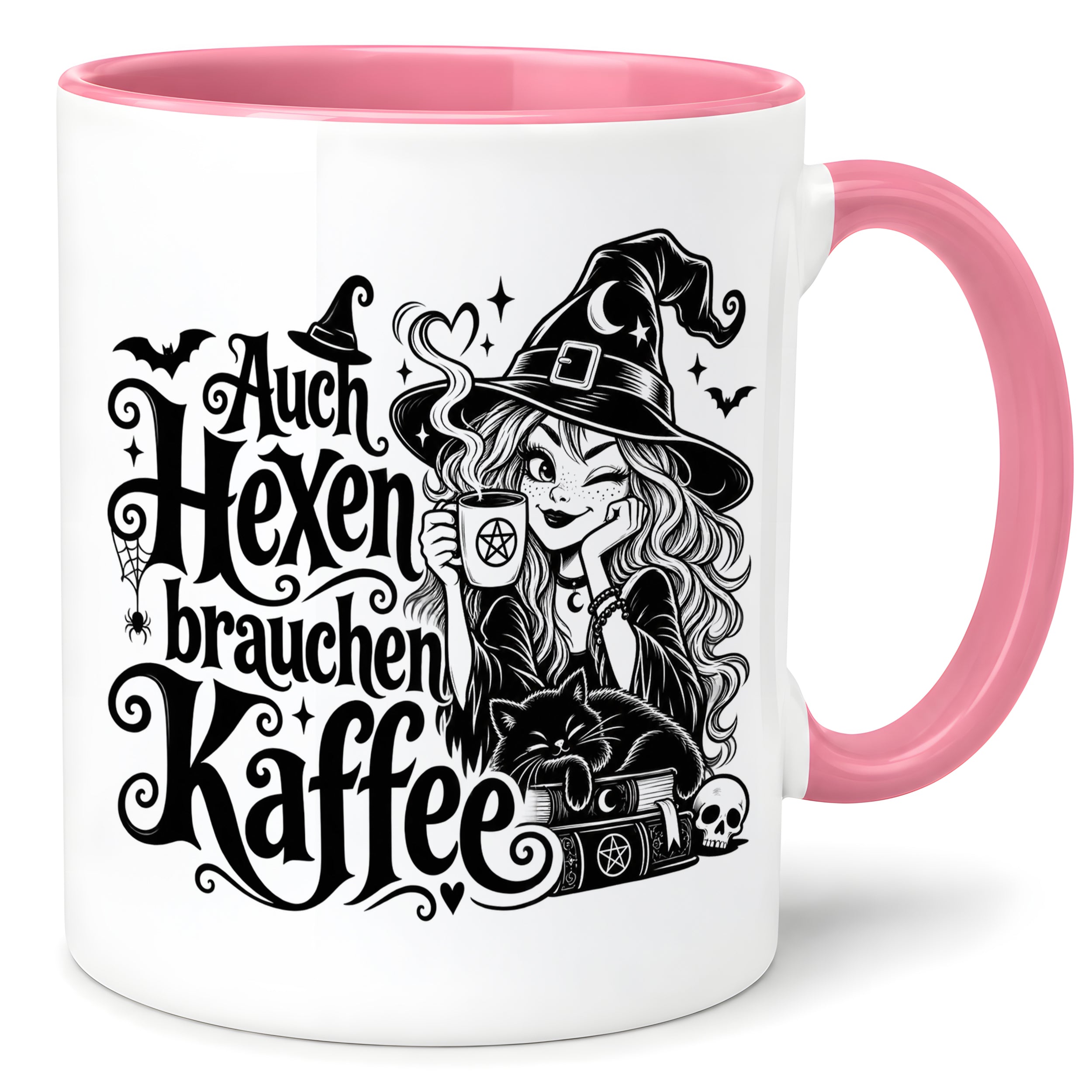 Herzbotschaft Tasse mit Spruch Auch Hexen brauchen Kaffee Geschenk