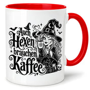 Herzbotschaft Tasse mit Spruch Auch Hexen brauchen Kaffee Geschenk