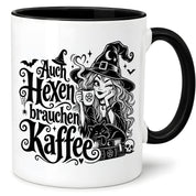 Herzbotschaft Tasse mit Spruch Auch Hexen brauchen Kaffee Geschenk