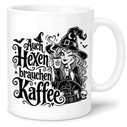 Herzbotschaft Tasse mit Spruch Auch Hexen brauchen Kaffee Geschenk
