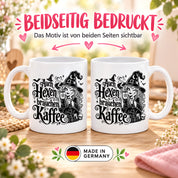 Herzbotschaft Tasse mit Spruch Auch Hexen brauchen Kaffee Geschenk