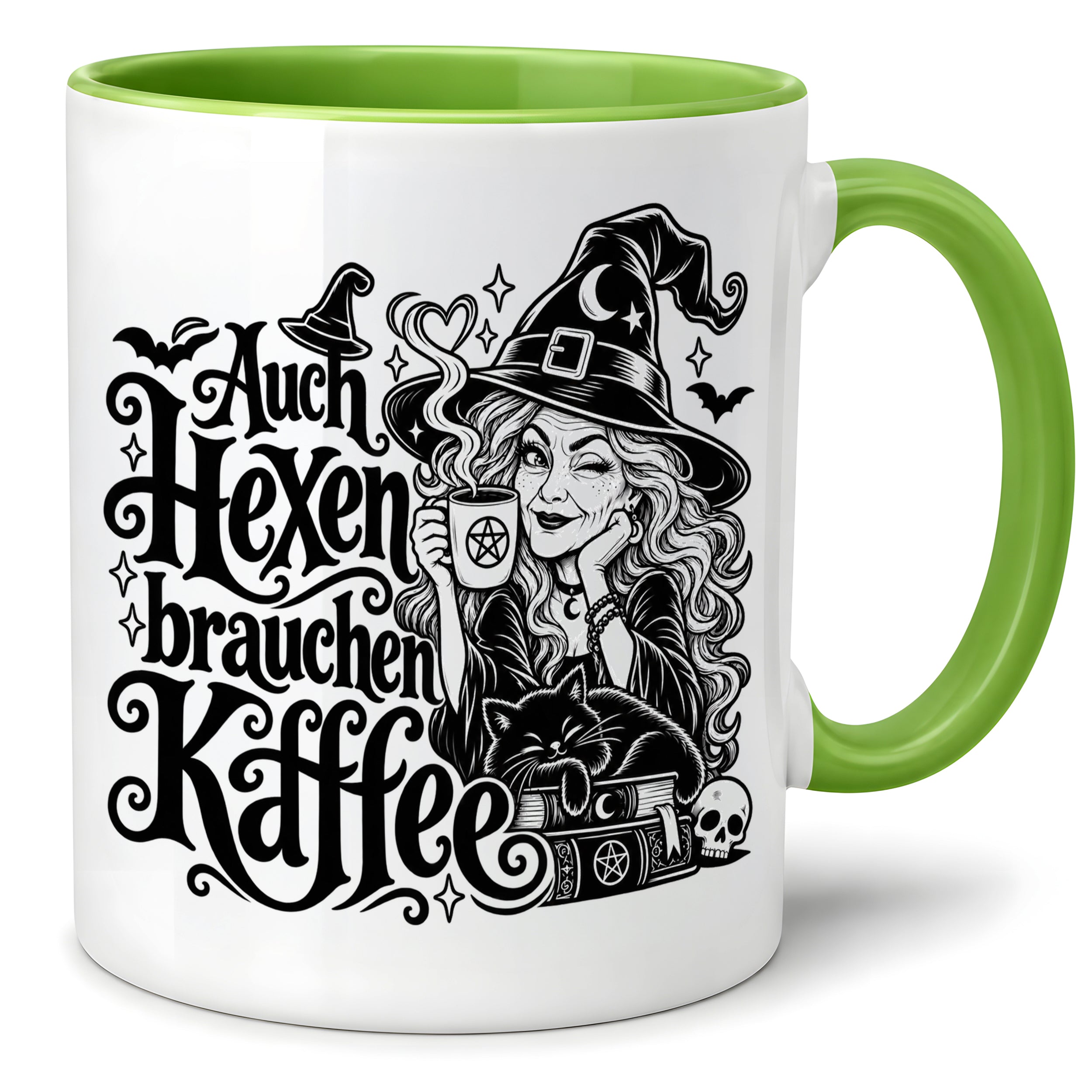 Herzbotschaft Tasse Auch Hexen brauchen Kaffee Lustige Geschenkidee